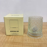 A07987 300ml Rotating Whiskey Glass - Diamond Cut Spinning Tumbler with Base Stand