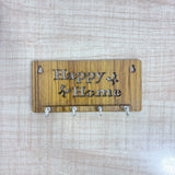 A07990 Wooden Key Holder with 4 Metal Hooks for Wall Decor