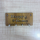 A07990 Wooden Key Holder with 4 Metal Hooks for Wall Decor