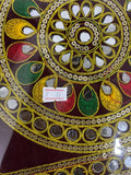 A08006 Handcrafted Ethnic Mirror Work Square Wall Hanging with Tassels (Set of 2)