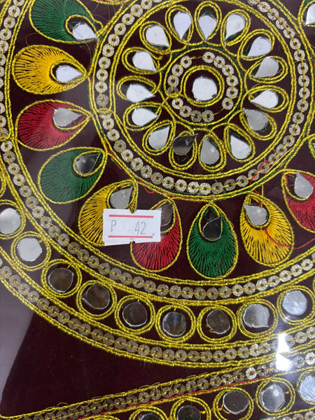 A08006 Handcrafted Ethnic Mirror Work Square Wall Hanging with Tassels (Set of 2)