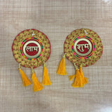 A08008 Traditional Shubh Labh Decorative Wall & Door Hanging Latkan with Golden Tassels and Sequins Work (Assorted Shapes)
