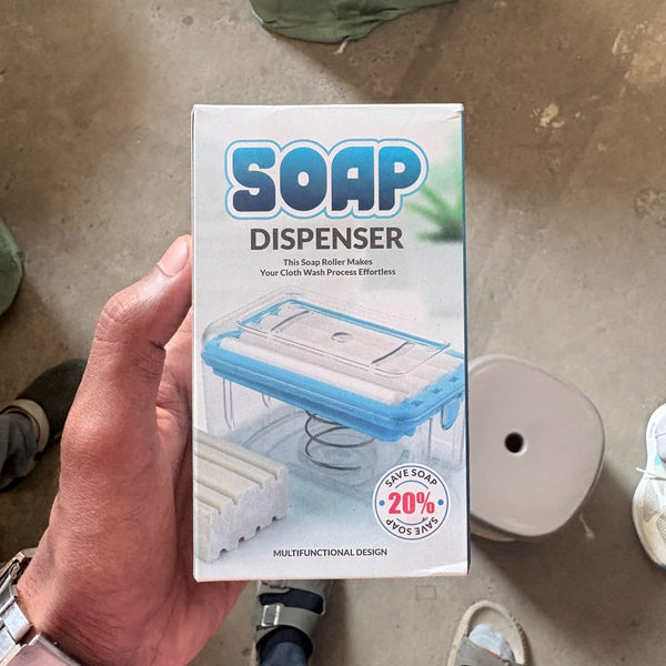 6296 2-in-1 Portable Soap Dish & Soap Dispenser with Roller and Drain Holes, Multifunctional Soap Holder Foaming Soap Bar Box for Home, Kitchen, Bathroom