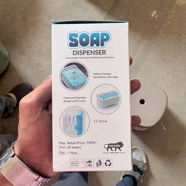 6296 2-in-1 Portable Soap Dish & Soap Dispenser with Roller and Drain Holes, Multifunctional Soap Holder Foaming Soap Bar Box for Home, Kitchen, Bathroom