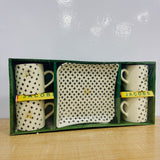 A08019 Orion Jacobs 5-Piece Glassware Set – 4 Tea Mugs & 1 Snacks Platter