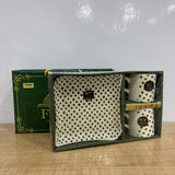 A08018 Orion Glassware Fendi 3-Piece Tea Mug & Snacks Platter Gift Set