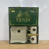 A08018 Orion Glassware Fendi 3-Piece Tea Mug & Snacks Platter Gift Set