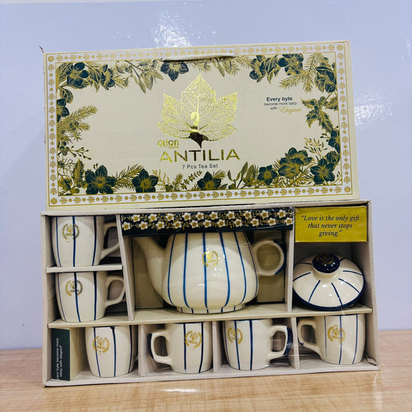 A08013 Orion Antilia 7-Piece Ceramic Tea Set with Teapot & Cups
