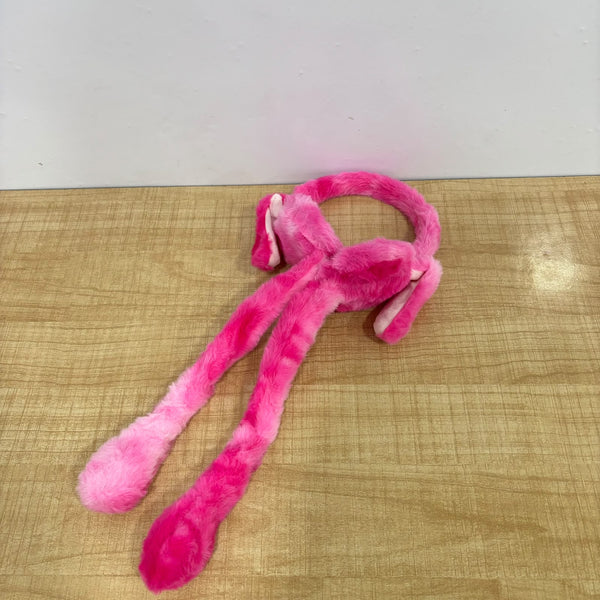 A08029 Cute Plush Bunny Ear Moving Earmuffs with Airbag Squeeze Flaps for Kids and Women