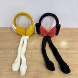 A08030 Unisex Plush Winter Earmuffs with Hanging Paws / Long Straps