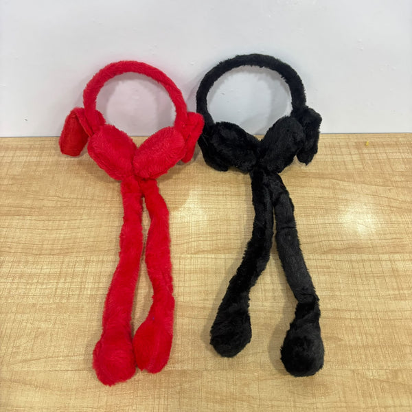 A08031 Cartoon Plush Winter EarMuffs with Hanging Paws