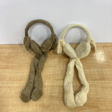 A08032 Cute Rabbit Plush Bunny Ear Muffs with Dangling Legs & Embroidered Face Details