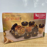 A08034 Rishabh "The Felon Set 6" Multipurpose Dry Fruit & Snack Storage Container Set with Wooden Serving Tray