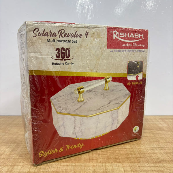A08036 Rishabh Solara Revolve 4 Section 360° Rotating Dry Fruit & Candy Box with Air-Tight Lid