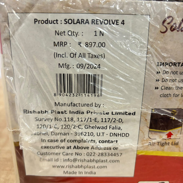 A08036 Rishabh Solara Revolve 4 Section 360° Rotating Dry Fruit & Candy Box with Air-Tight Lid