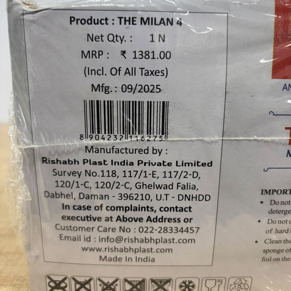 A08038 Rishabh The Milan 4 Compartment Multipurpose Serving Tray Set with Lids
