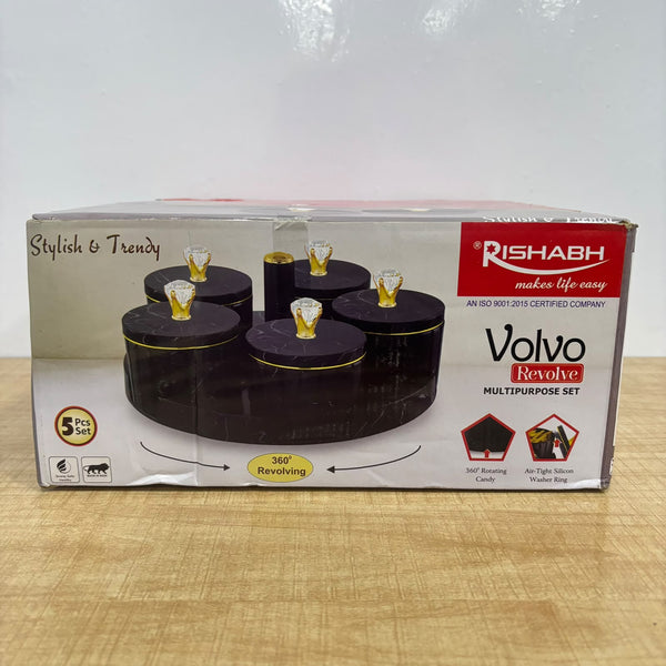 A08042 Rishabh Volvo Revolve 360° Rotating Multipurpose Dry Fruit & Spice Container Set (5 Pcs)