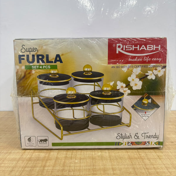 A08044 Rishabh Super FURLA Set 4 Pcs Airtight Container Set with Metal Stand