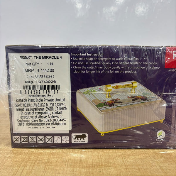 A08046 Rishabh The Miracle 4 Section Multipurpose Dry Fruit & Snack Serving Tray Container Box