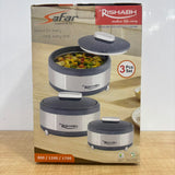 A08048 Rishabh Safar Stainless Steel Insulated Hot Pot Casserole Set (3 Pcs - 800ml, 1200ml, 1700ml)