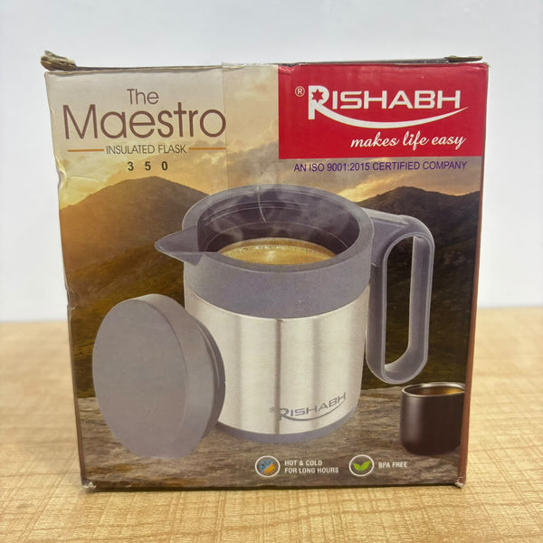 A08049 Rishabh The Maestro Insulated Stainless Steel Kettle Flask Mug with Lid & Handle - 350