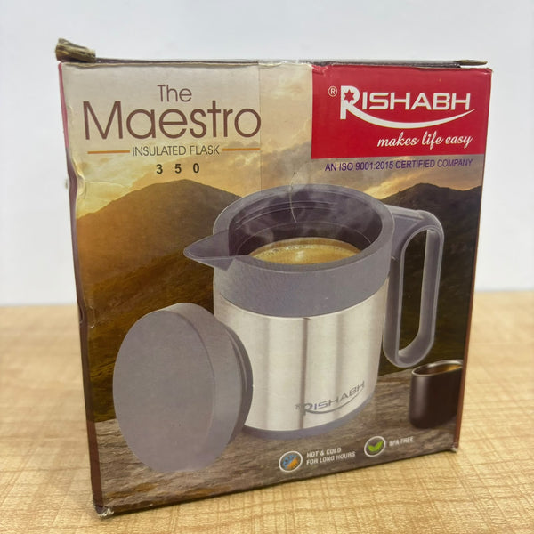 A08049 Rishabh The Maestro Insulated Stainless Steel Kettle Flask Mug with Lid & Handle - 350