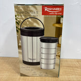 A08053 Rishabh Steel Denza 5 Stainless Steel Insulated Lunch Pack with 5 Steel Containers