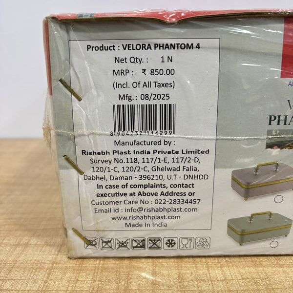 A08054 Rishabh Velora Phantom 4 Airtight Food Grade Dry Fruit & Serving Box