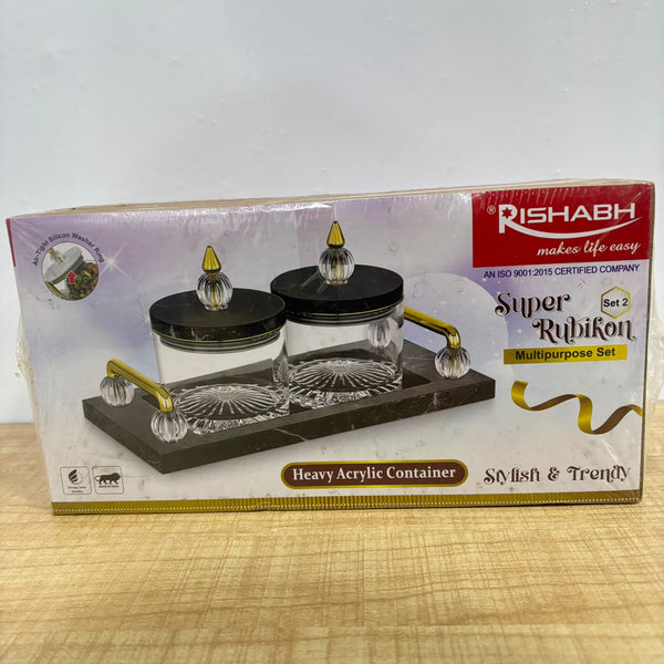 A08055 Rishabh Super Rubikon Heavy Acrylic Multipurpose Container Set with Serving Tray (Set of 2)