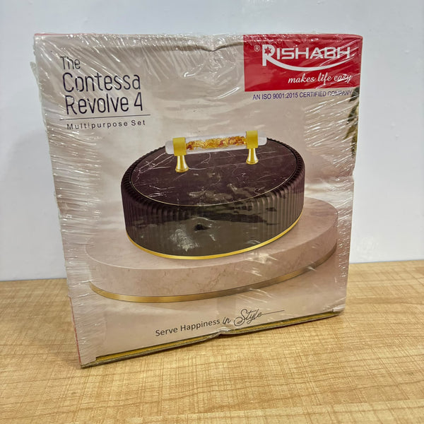 A08064 Rishabh The Contessa Revolve 4 Multipurpose Revolving Serving Tray & Storage Container Set