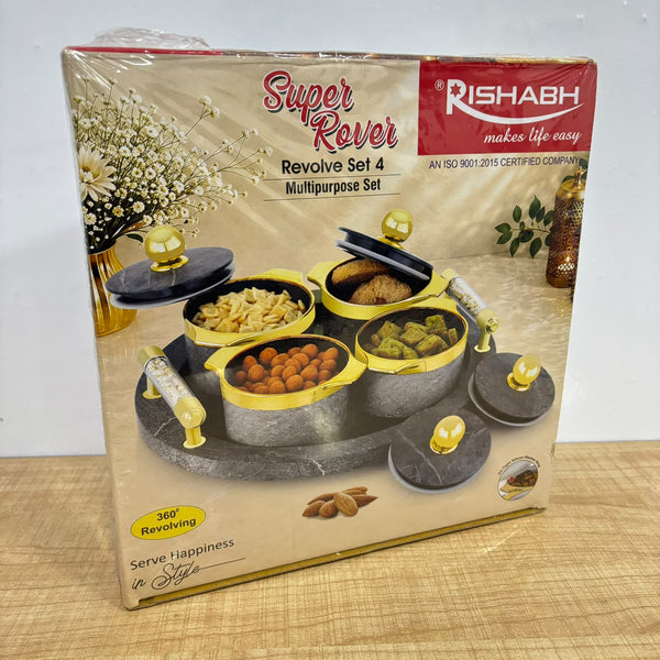 A08065 Rishabh Super Rover 360° Revolving Multipurpose Dry Fruit & Snack Serving Set 4