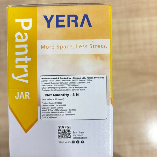 A08069 YERA Pantry Glass Jar Set with Lids (300 ml, Set of 3)