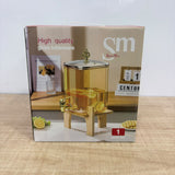 A08083 Shine Max Premium 4.2L Glass Beverage Dispenser with Wooden Stand & Tap Lid