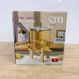 A08083 Shine Max Premium 4.2L Glass Beverage Dispenser with Wooden Stand & Tap Lid