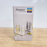 A08087 KARBON Premium Ribbed Glass Pitcher with Handle & Lid - Transparent Water & Juice Jug