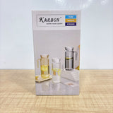 A08087 KARBON Premium Ribbed Glass Pitcher with Handle & Lid - Transparent Water & Juice Jug