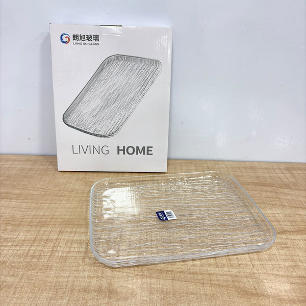A08090 Langxu Glass Textured Rectangular Serving Plate / Tray (Model: LXP108)