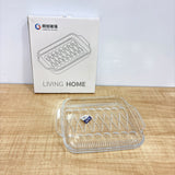 A08091 Langxu Transparent Clear Glass Serving Tray Plate with Handles for Snacks, Desserts & Fruits