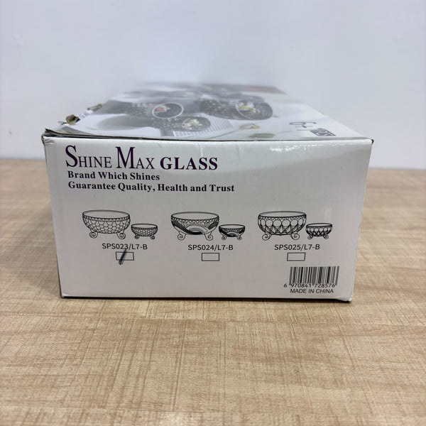 A08092 Shine Max 7-Piece Amber Glass Dessert Bowl Set with Legs