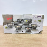 A08092 Shine Max 7-Piece Amber Glass Dessert Bowl Set with Legs
