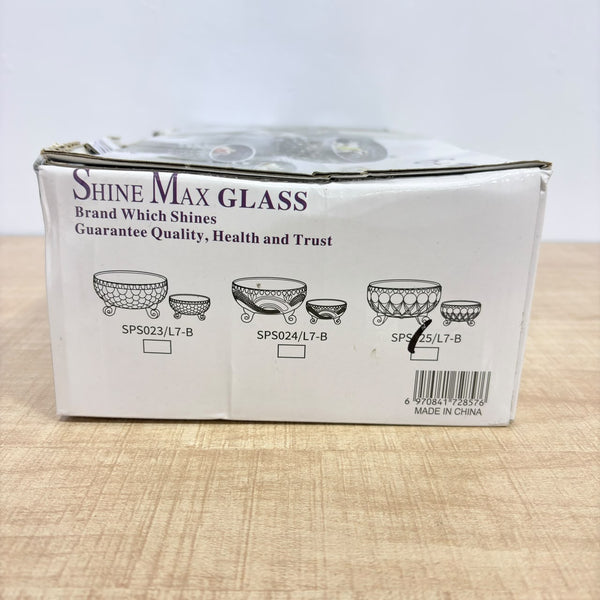 A08092 Shine Max 7-Piece Amber Glass Dessert Bowl Set with Legs