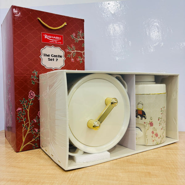 A08097 Rishabh The Castle Set 2 - Insulated Casserole Hotpot & Water Jug Set (Ivory)