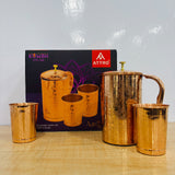 A08100 ATTRO Kumbh Pure Copper Water Jug Set with 2 Glasses