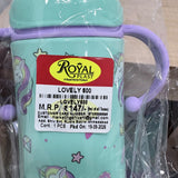 A08104 Royal Lovely Plast Kids Printed Water Bottle with Twin Handles & Straw Cap (600 ml)