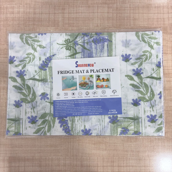 A08126 30x45 Cm Floral Printed Mix Colors Fabric Table Placemat - Pack of 6 [FRMT-005]