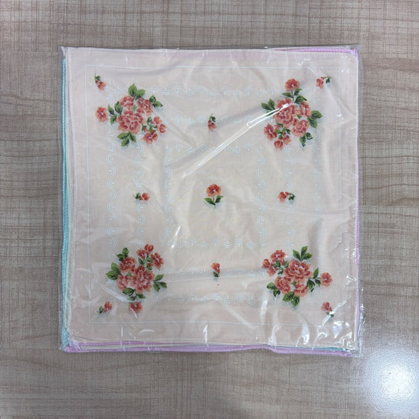 A08129 Silk Floral Printed Cotton Handkerchiefs for Women (Pack of 12) - 32x32 cm