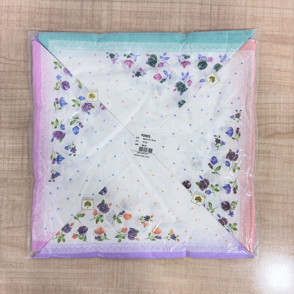 A08130 Ponds Floral Printed Cotton Handkerchiefs for Women (Pack of 12) - 33x33 cm