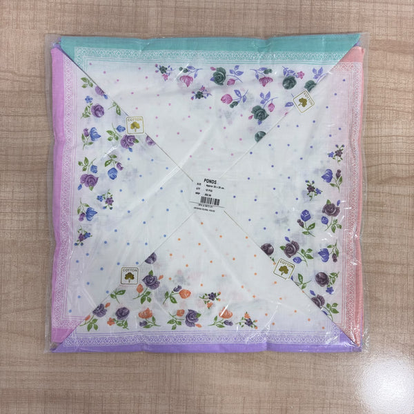 A08130 Ponds Floral Printed Cotton Handkerchiefs for Women (Pack of 12) - 33x33 cm