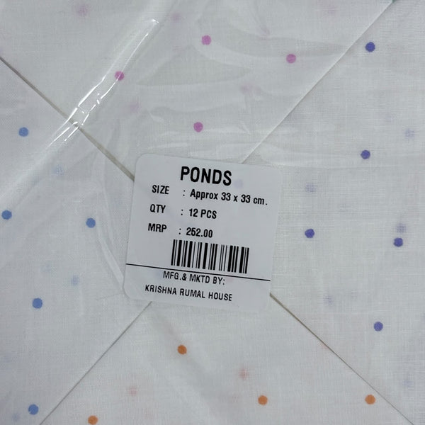 A08130 Ponds Floral Printed Cotton Handkerchiefs for Women (Pack of 12) - 33x33 cm