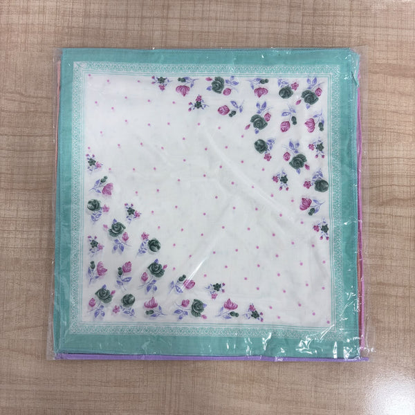A08130 Ponds Floral Printed Cotton Handkerchiefs for Women (Pack of 12) - 33x33 cm